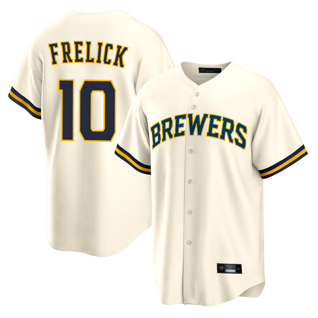 Silnrao M.Brewers #10 Sal Frelick Player Cream Home Game Stitched Jerseys