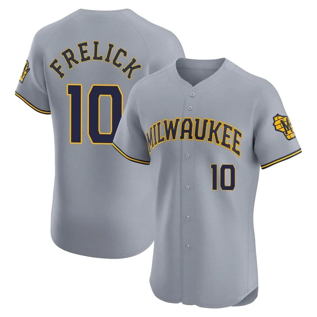Silnrao M.Brewers #10 Sal Frelick Player Gray Home Limited Elite Stitched Jerseys
