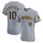 Silnrao M.Brewers #10 Sal Frelick Player Gray Home Limited Elite Stitched Jerseys