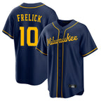 Silnrao M.Brewers #10 Sal Frelick Player Navy Home Game Stitched Jerseys
