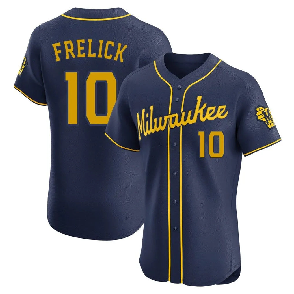Silnrao M.Brewers #10 Sal Frelick Player Navy Home Limited Elite Stitched Jerseys
