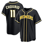 Silnrao M.Brewers #11 Jackson Chourio Player Black Fashion Out Home Game Stitched Jerseys