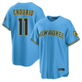Silnrao M.Brewers #11 Jackson Chourio Player Light Blue Road Stadium Game Stitched Jerseys