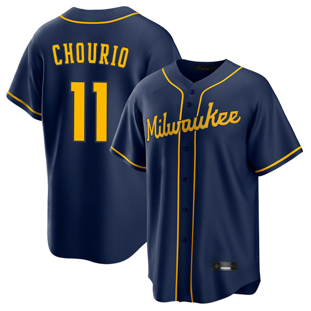 Silnrao M.Brewers #11 Jackson Chourio Player Navy Home Game Stitched Jerseys