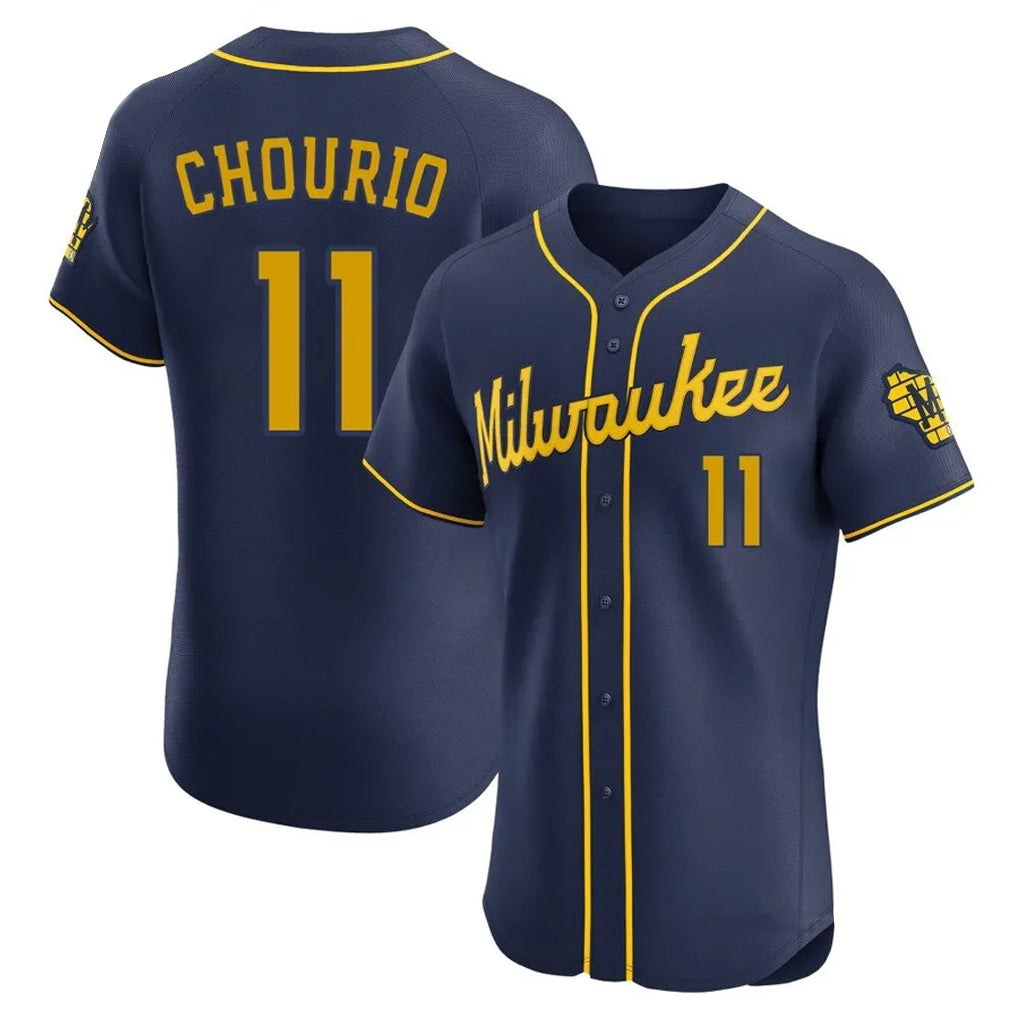 Silnrao M.Brewers #11 Jackson Chourio Player Navy Home Limited Elite Stitched Jerseys