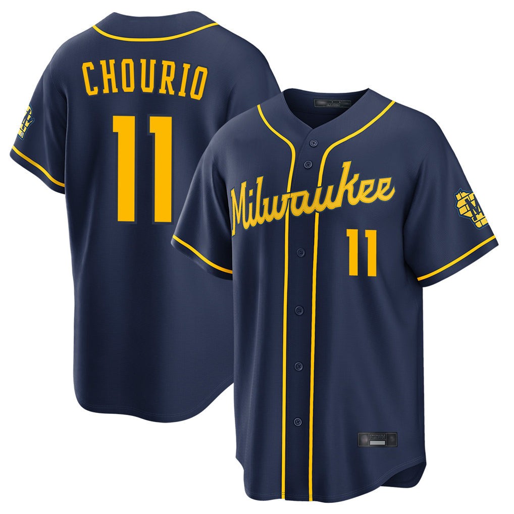 Silnrao M.Brewers #11 Jackson Chourio Player Navy Home Stadium Game Stitched Jerseys
