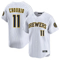 Silnrao M.Brewers #11 Jackson Chourio Player White Stripes Home Limited Game Stitched Jerseys