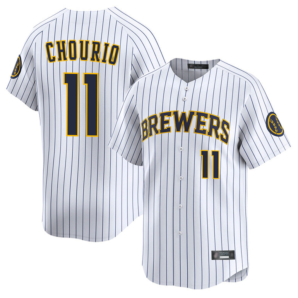 Silnrao M.Brewers #11 Jackson Chourio Player White Stripes Home Limited Game Stitched Jerseys