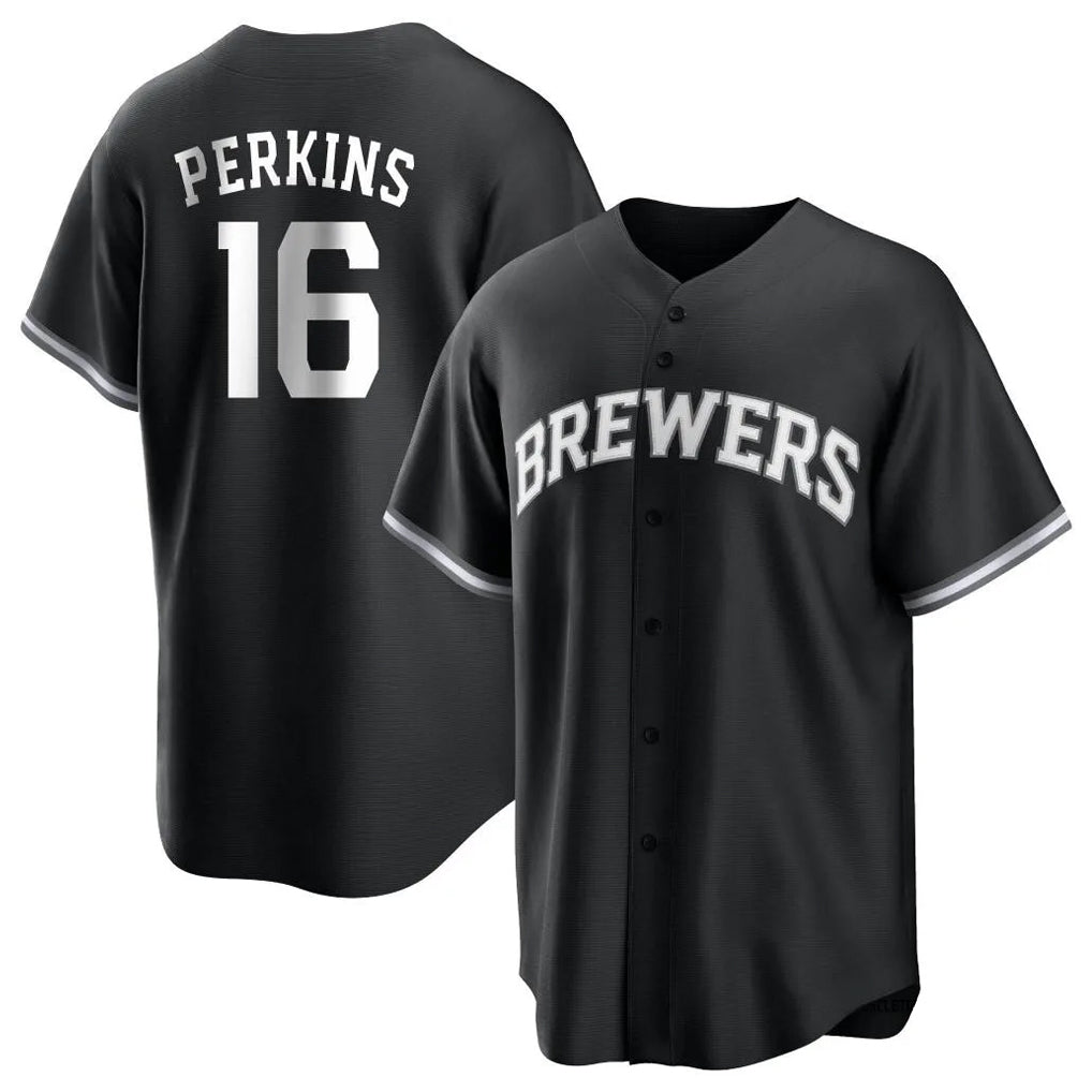 Silnrao M.Brewers #16 Blake Perkins Player Black Game Home Stitched Jerseys
