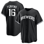 Silnrao M.Brewers #16 Blake Perkins Player Black Game Home Stitched Jerseys