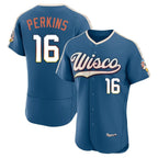 Silnrao M.Brewers #16 Blake Perkins Player Blue 2026 City Connect Home Limited Elite Stitched Jerseys
