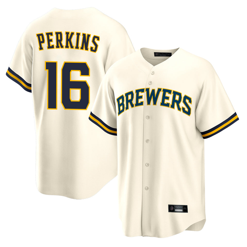 Silnrao M.Brewers #16 Blake Perkins Player Cream Home Game Stitched Jerseys