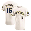 Silnrao M.Brewers #16 Blake Perkins Player Cream Home Limited Elite Stitched Jerseys