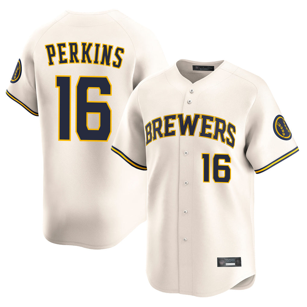 Silnrao M.Brewers #16 Blake Perkins Player Cream Home Limited Game Stitched Jerseys