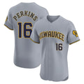 Silnrao M.Brewers #16 Blake Perkins Player Gray Home Limited Elite Stitched Jerseys