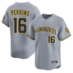 Silnrao M.Brewers #16 Blake Perkins Player Gray Home Limited Stitched Jerseys