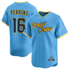 Silnrao M.Brewers #16 Blake Perkins Player Light Blue City Connect Home Limited Stitched Jerseys
