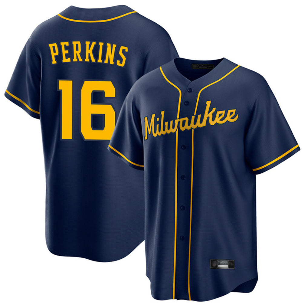 Silnrao M.Brewers #16 Blake Perkins Player Navy Home Game Stitched Jerseys