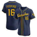 Silnrao M.Brewers #16 Blake Perkins Player Navy Home Limited Elite Stitched Jerseys