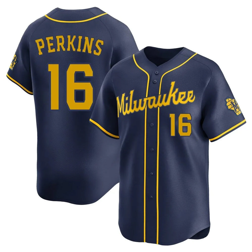Silnrao M.Brewers #16 Blake Perkins Player Navy Home Limited Stitched Jerseys