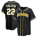 Silnrao M.Brewers #22 Christian Yelich Player Black Fashion Out Home Game Stitched Jerseys