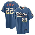 Silnrao M.Brewers #22 Christian Yelich Player Blue 2026 City Connect Home Game Stitched Jerseys