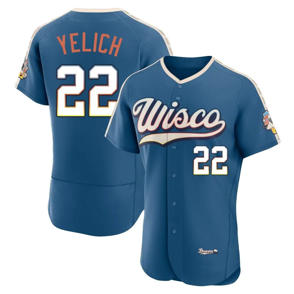 Silnrao M.Brewers #22 Christian Yelich Player Blue 2026 City Connect Home Limited Elite Stitched Jerseys