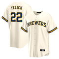 Silnrao M.Brewers #22 Christian Yelich Player Cream Home Game Stitched Jerseys