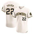 Silnrao M.Brewers #22 Christian Yelich Player Cream Home Limited Elite Stitched Jerseys