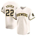 Silnrao M.Brewers #22 Christian Yelich Player Cream Home Limited Game Stitched Jerseys