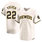 Silnrao M.Brewers #22 Christian Yelich Player Cream Home Limited Game Stitched Jerseys