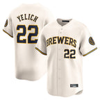 Silnrao M.Brewers #22 Christian Yelich Player Cream Home Limited Stitched Jerseys