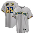 Silnrao M.Brewers #22 Christian Yelich Player Gray Home Game Stitched Jerseys