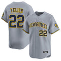 Silnrao M.Brewers #22 Christian Yelich Player Gray Home Limited Stitched Jerseys