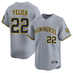 Silnrao M.Brewers #22 Christian Yelich Player Gray Home Limited Stitched Jerseys