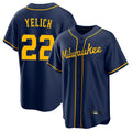 Silnrao M.Brewers #22 Christian Yelich Player Navy Home Game Stitched Jerseys