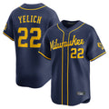 Silnrao M.Brewers #22 Christian Yelich Player Navy Home Limited Stitched Jerseys