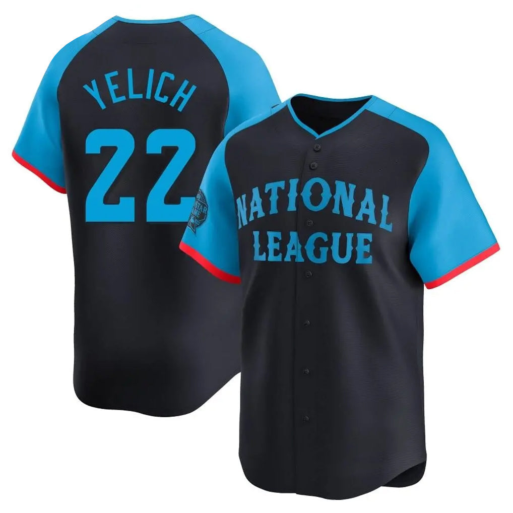 Silnrao M.Brewers #22 Christian Yelich Player Navy Limited National League All-Star Home Game Stitched Jerseys