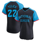Silnrao M.Brewers #22 Christian Yelich Player Navy Limited National League All-Star Home Limited Elite Stitched Jerseys
