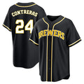 Silnrao M.Brewers #24 William Contreras Player Black Fashion Out Home Game Stitched Jerseys