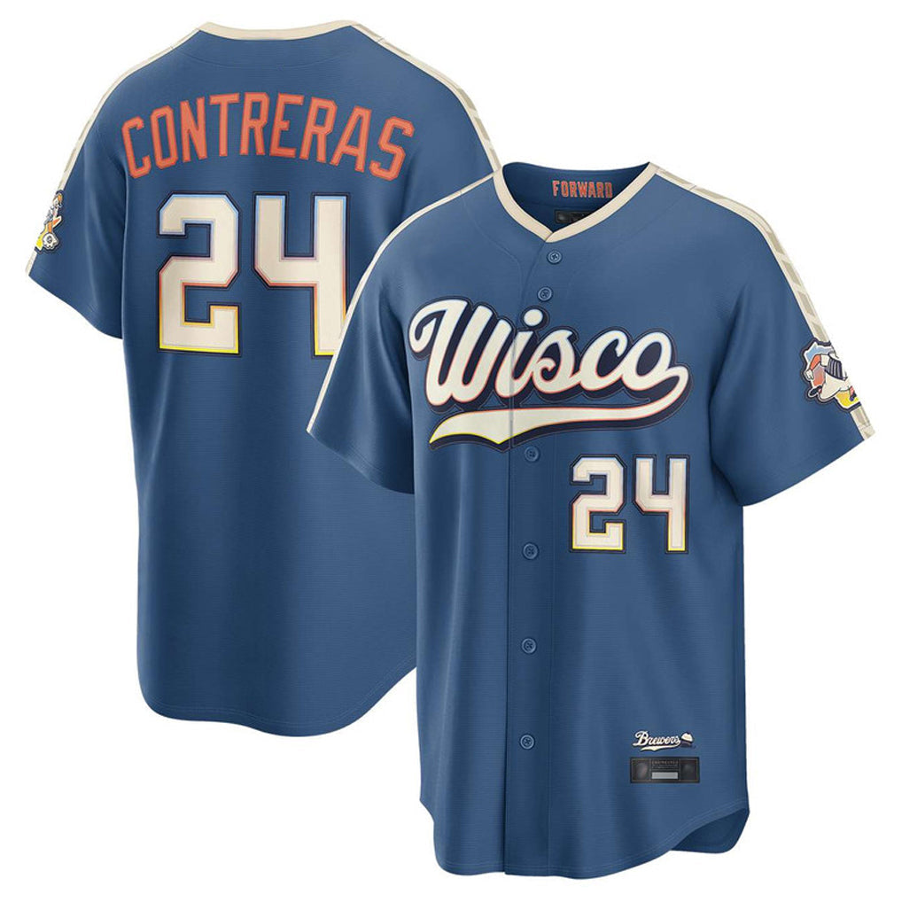 Silnrao M.Brewers #24 William Contreras Player Blue 2026 City Connect Home Game Stitched Jerseys
