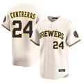 Silnrao M.Brewers #24 William Contreras Player Cream Home Limited Game Stitched Jerseys