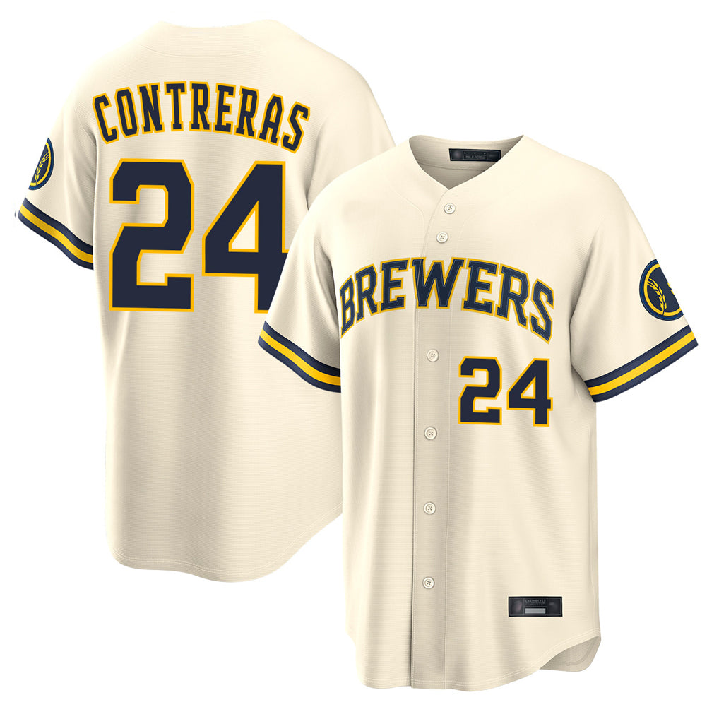 Silnrao M.Brewers #24 William Contreras Player Cream Home Limited Stitched Jerseys
