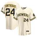 Silnrao M.Brewers #24 William Contreras Player Cream Home Limited Stitched Jerseys