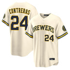 Silnrao M.Brewers #24 William Contreras Player Cream Home Limited Stitched Jerseys