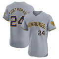 Silnrao M.Brewers #24 William Contreras Player Gray Home Limited Elite Stitched Jerseys