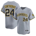 Silnrao M.Brewers #24 William Contreras Player Gray Home Limited Stitched Jerseys