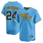 Silnrao M.Brewers #24 William Contreras Player Light Blue City Connect Home Limited Stitched Jerseys