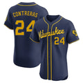 Silnrao M.Brewers #24 William Contreras Player Navy Home Limited Elite Stitched Jerseys