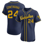 Silnrao M.Brewers #24 William Contreras Player Navy Home Limited Elite Stitched Jerseys